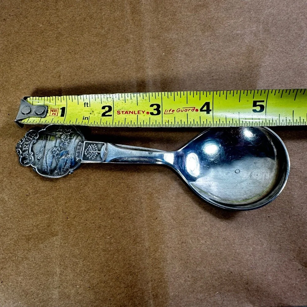 Vintage Larvik Norway 40 NM Silverplate Souvenir Spoon Scenic Collectible 5.75in